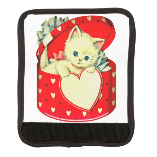 Cute Kitten Heart Vintage Cat Retro Kitty Luggage Handle Wrap