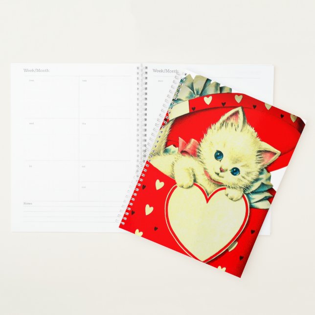 Cute Kitten Heart Vintage Cat Retro Kitty Planner (Display)