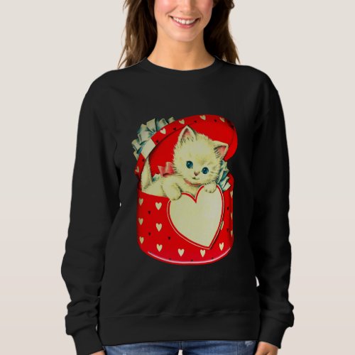 Cute Kitten Heart Vintage Cat Retro Kitty Sweatshirt