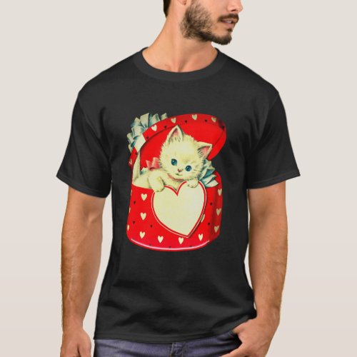 Cute Kitten Heart Vintage Cat Retro Kitty T_Shirt