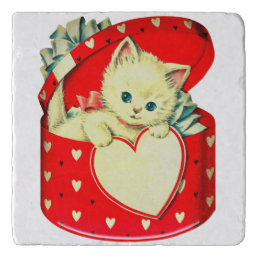 Cute Kitten Heart Vintage Cat Retro Kitty Trivet