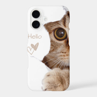 cute kitten ,hello heart white iPhone 17 case