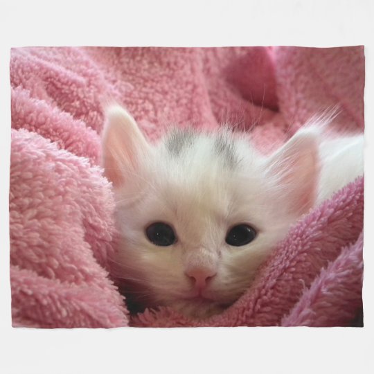 Cute Kitten In a Blanket Fleece Blanket, Large