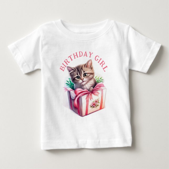 Cute Kitten in a Box Birthday Gift Baby T-Shirt (Front)
