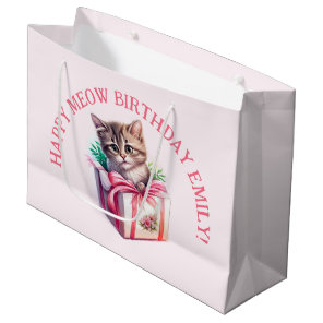 Cute Kitten in a Box Birthday Gift Large Gift Bag
