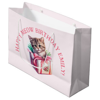 Cute Kitten in a Box Birthday Gift Large Gift Bag