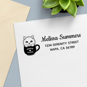 Cute Kitten in a Coffee Mug Return Address Self-inking Stamp
