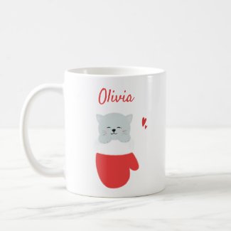 Cute Kitten in a Mitten - Custom Girls Christmas