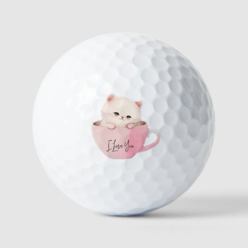 Cute Kitten in a Teacup Golf Balls