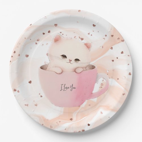 Cute Kitten in a Teacup Paper Plates