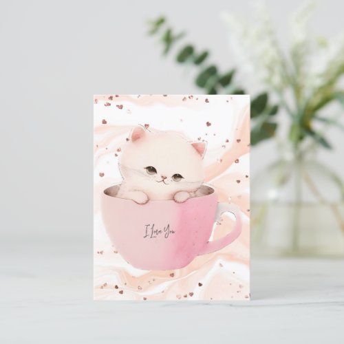 Cute Kitten in a Teacup Postcard