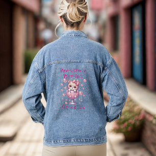 Cute Kitten in Bubble Cup Denim Jacket