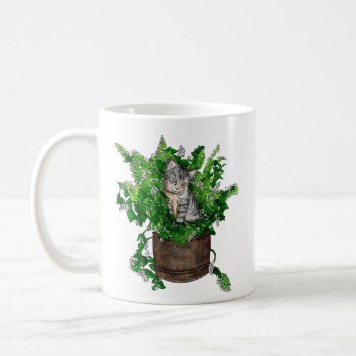 Cute Kitten in Catnip Pot   Coffee Mug