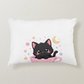 cute kitten in cup accent pillow