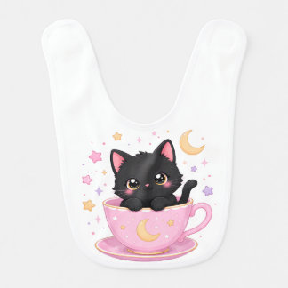 cute kitten in cup baby bib