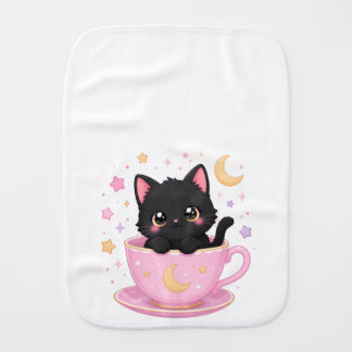 cute kitten in cup baby burp cloth