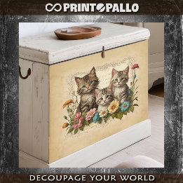 Cute kitten in flowers composition - tissue paper