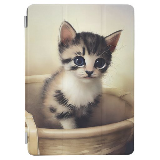 Cute Kitten In Laundry Basket Faux Canvas Print Ac iPad Air Cover