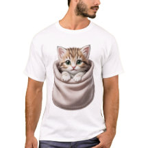 Cute Kitten in Pocket Design, Adorable Cat Artwork