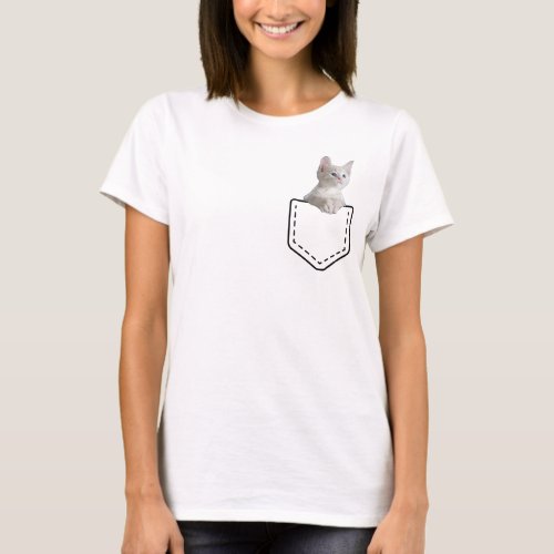 Cute Kitten In Pocket T_Shirt