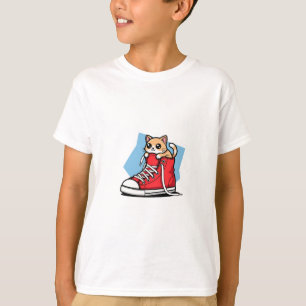 Cute Kitten in Red Sneaker Kids T-Shirt