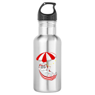 Cute Kitten in Red & White Hammock Stainless Steel Water Bottle