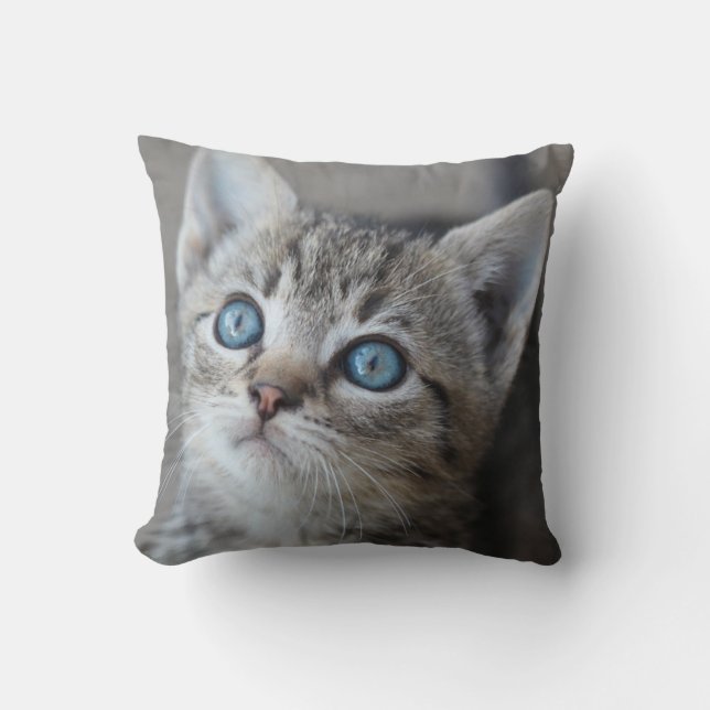 Cute Kitten In the Garden Throw Pillow (Front)
