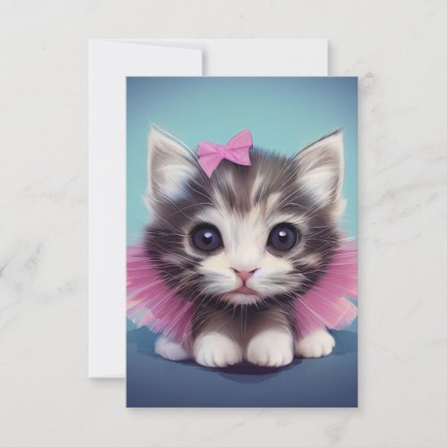 Cute kitten in tutu thank you card