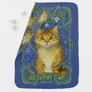 Cute Kitten in Vintage Art Nouveau Style Baby Blanket
