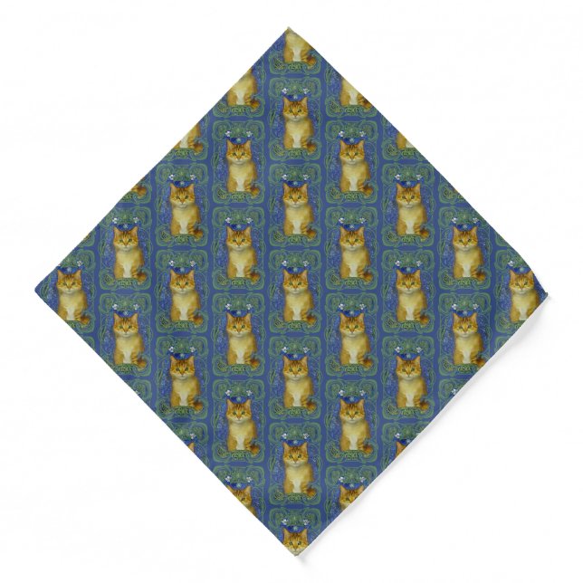 Cute Kitten in Vintage Art Nouveau Style Bandana (Front)