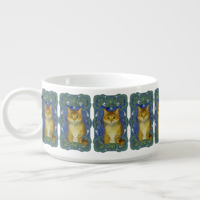 Cute Kitten in Vintage Art Nouveau Style Bowl (Right)