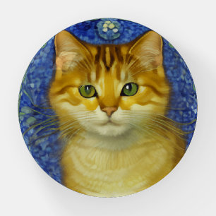 Cute Kitten in Vintage Art Nouveau Style Paperweight