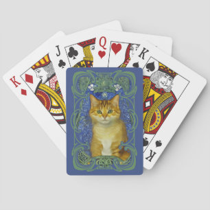 Cute Kitten in Vintage Art Nouveau Style Poker Cards