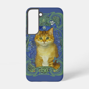 Cute Kitten in Vintage Art Nouveau Style Samsung Galaxy S22 Case