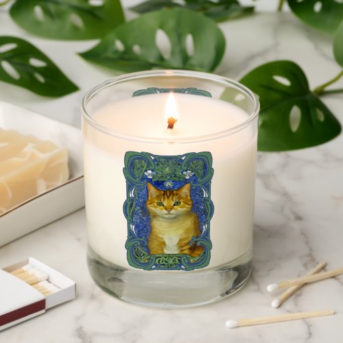 Cute Kitten in Vintage Art Nouveau Style Scented Candle