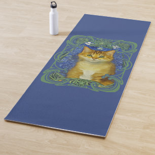 Cute Kitten in Vintage Art Nouveau Style Yoga Mat
