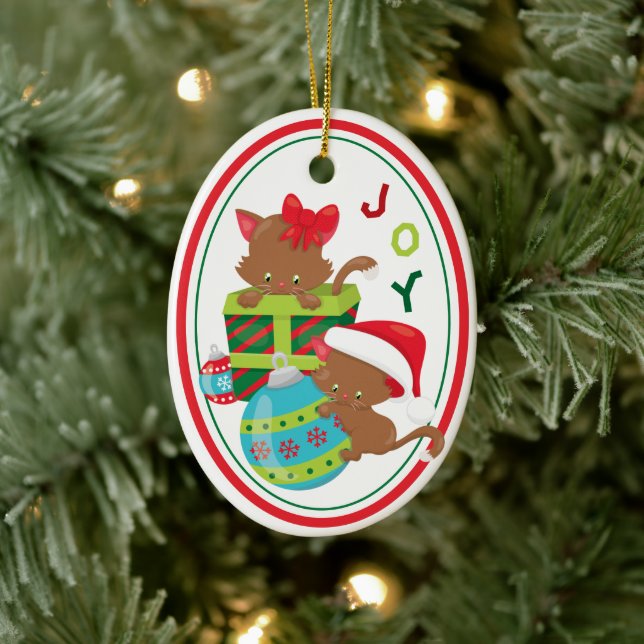 Cute Kitten Joy Kids Christmas Ornament (Tree)