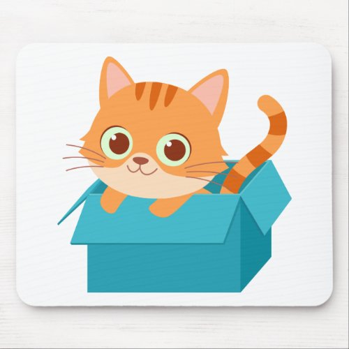 Cute Kitten Kitty Cartoon Orange Tabby Cat Mouse Pad