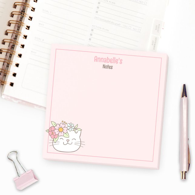 Cute Kitten Kitty Cat Pink Girly Name Post-it Notes (Cute Kitten Kitty Cat Pink Girly Name Post-it Notes)