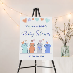 Cute Kitten Kitty Cats Hearts Baby Shower Welcome Foam Board