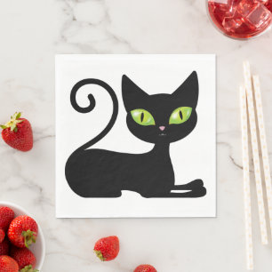 Cute Kitten Kitty Halloween Black Cat Napkins
