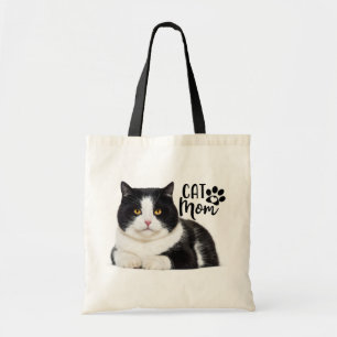 Cute Kitten Kitty Mom Black White Cat Tote Bag
