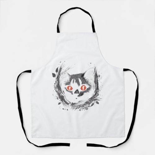 Cute kitten looks from torn fabric _ Cats T_Shirt  Apron