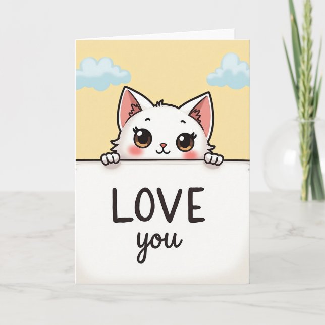 Cute Kitten Love You Card (Front)
