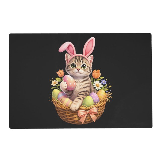 Cute Kitten Lovers Happy Easter Cat Placemat (Front)
