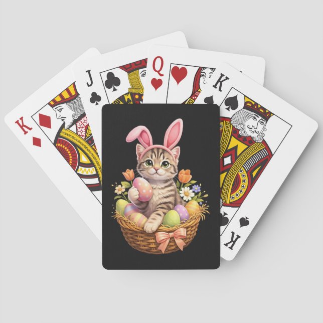 Cute Kitten Lovers Happy Easter Cat Poker Cards (Back)