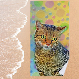 Cute kitten - modern, abstract beach towel
