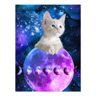 Cute Kitten On The Moon Glowing Stars Universe Vs2 Photo Print