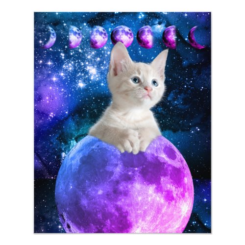 Cute Kitten On The Moon Glowing Stars Universe Vs3 Photo Print