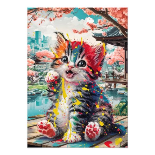 Cute Kitten Paint  Photo Print